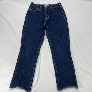 PAIGE Straight Leg Crop High Rise Jeans 28x27 Womens 27 Raw Hem‎ Stretch Denim